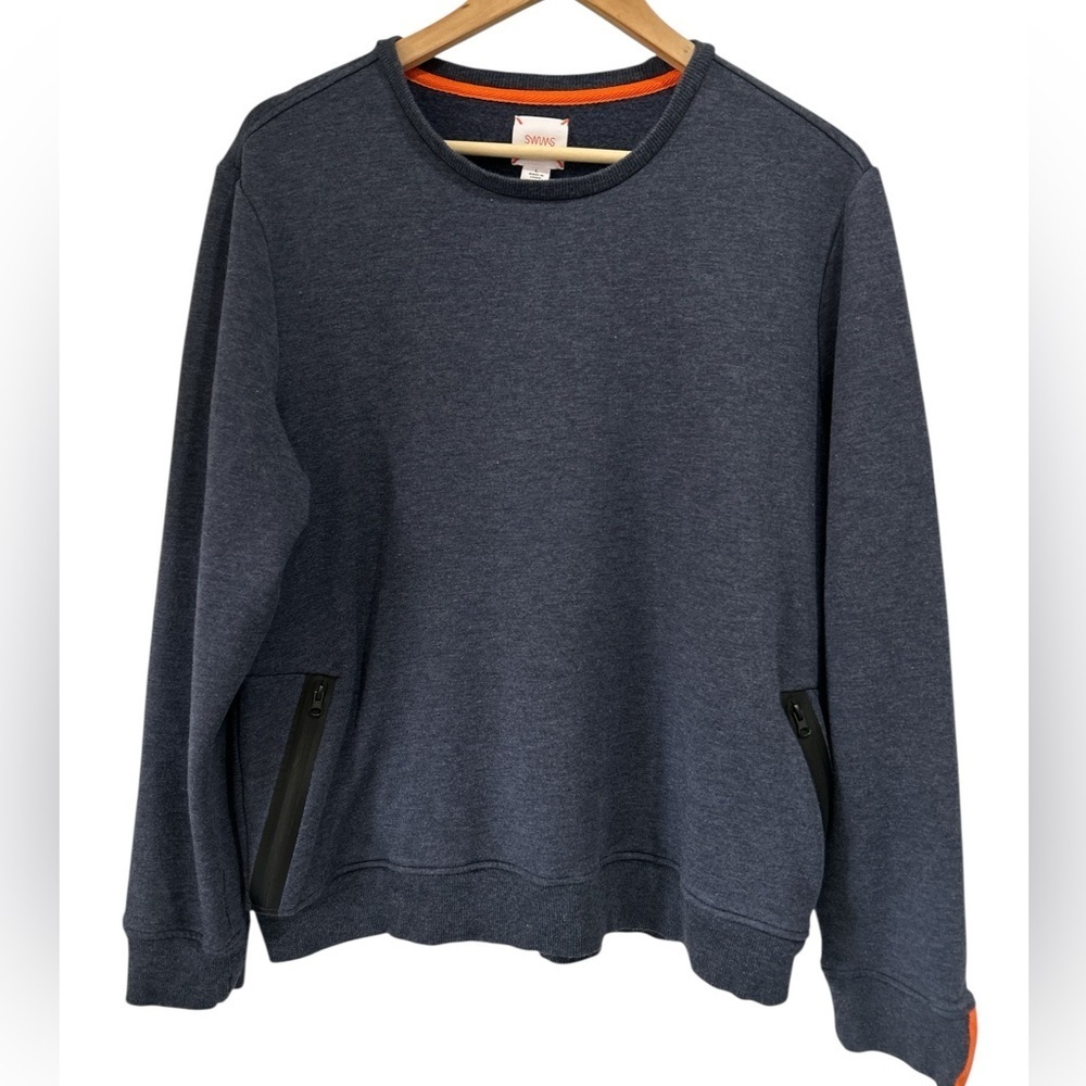 SWIMS Rygg Modal Blend Crew Neck Sweatshirt With Zipper Pockets - Large